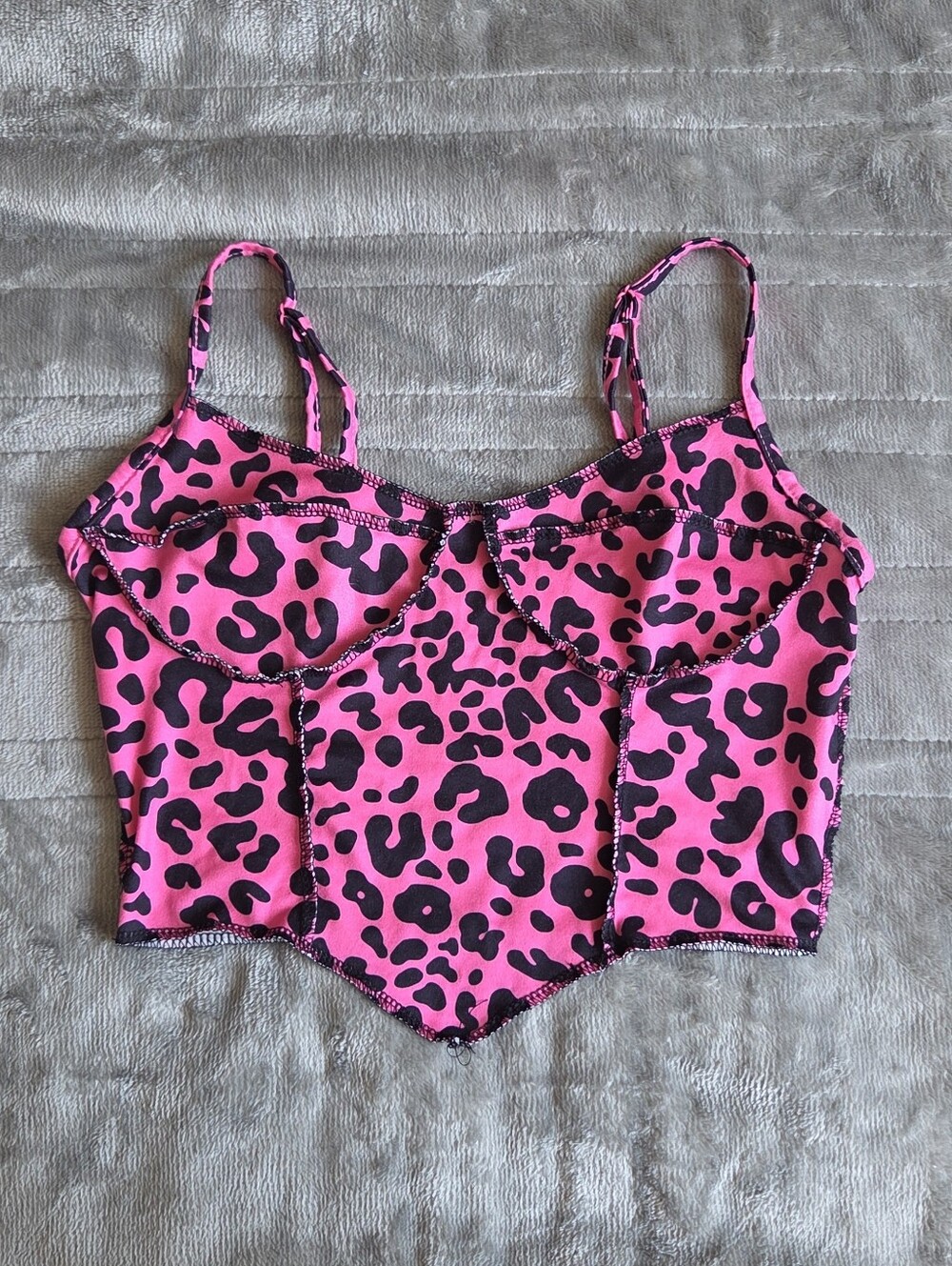Pink Leopard-Print Crop Tank